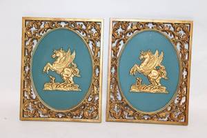 lot 11 image: Pair of Vintage Truart 8x10 Winged Horse Wall Plaques