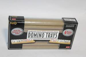 lot 20 image: Set of 4 Wooden Domino Trays by Fundex