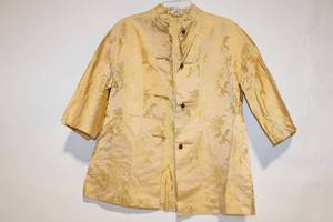 lot 44 image: Vintage Dynasty Brocade Mandarin Jacket - Gold, Size M