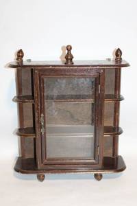 lot 92 image: Vintage Wooden Hanging Display Cabinet with Glass Door