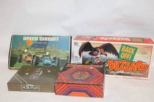 lot A-109 image: Collection of 4 Vintage Board Games including Scruples and Dimensions