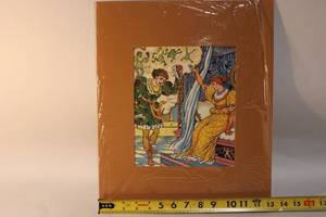 lot 161 image: Vintage Walter Crane Art Print Frog Prince in Brown Frame