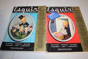 lot 218 image: Lot of 2 Vintage 1940 Esquire Magazines - May and July Issues