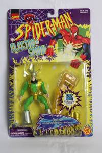 lot A-290 image: Vintage Spider-Man Electro-Spark Action Figure by Toy Biz