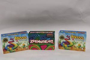 lot 326 image: Lot of 2 Hisss Snake-Making Tile Games & 1 Zobmondo Game