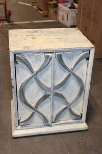 lot 353 image: Vintage Distressed Wooden Cabinet with Intricate Front Design