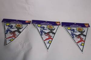 lot 394 image: Vintage 1994 Power Rangers Party Flags Set of 3