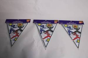 lot 398 image: Set of 3 Vintage 1994 Power Rangers Party Flag Banners