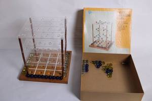 lot A-404 image: Deluxe Checkline Game with Marbles and Acrylic Board