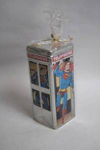 lot 433 image: Superman Themed Decorative Telephone Booth Tin Container