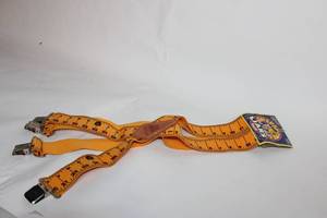 lot 465 image: Novelty The Boss Yellow Suspenders with Measuring Tape Design