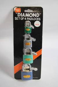 lot 490 image: Set of 4 Diamond Padlocks with Keys