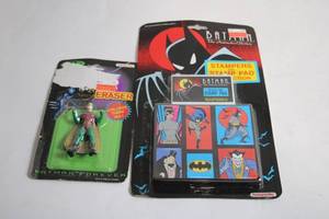 lot A-497 image: Batman Animated Series Stamp Pad and Robin Batman Forever Eraser