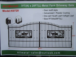 lot 15 image: AllMetal 7x20 Steel Driveway Gate wDeer Design