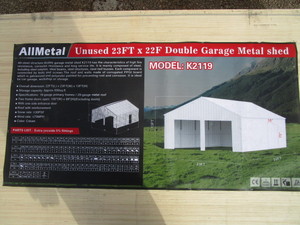 lot 24 image: AllMetal 22x23 Steel Double Garage Kit