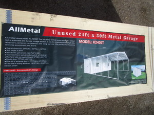 lot 51 image: AllMetal 24x30 Steel CarportStorage Shed Kit