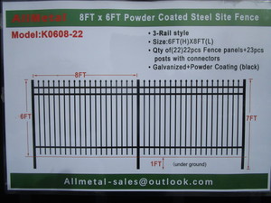 lot 44 image: AllMetal 8x6 Powder Coated Galvanized EstateSecurity Fencing 22 Fence Panels & 23 Posts wConnectors
