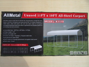lot 123 image: AllMetal 11x19 Steel Carport Kit