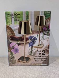 lot 6 image: BRAND NEW MIKASA SET OF 2 TOUCH CONTROL RECHARGEABLE LED LAMPS