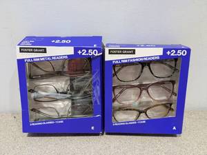 lot 28 image: 2 NEW CASES OF FOSTER GRANT 2.50 FULL RIM FASHION READERS (3PK.)