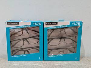 lot 29 image: 2 NEW CASES OF FOSTER GRANT 1.75 FLEXIBLE PLASTIC READERS (3PK.)