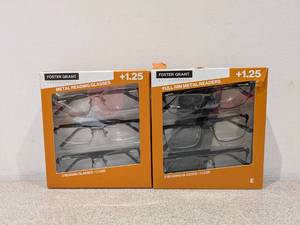 lot 32 image: 2 NEW CASES OF FOSTER GRANT 1.25 FULL RIM METAL READERS (3PK.)
