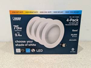 lot 64 image: BRAND NEW BOX OF FEIT ELECTRIC 75W LED BULBS (4PK.)