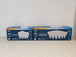 lot 66 image: 2 BRAND NEW FEIT ELECTRIC BOXES OF BULBS 65W (6PK.) & 100W (4PK.)