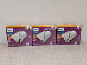 lot 68 image: 3 BOXES OF PHILIPS 60W DIMMABLE LED SOFT WHITE BULBS (4 PER PK.)