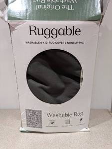 lot 88 image: RUGGABLE MACHINE WASHABLE 8x10 RUG COVER & NONSLIP PAD