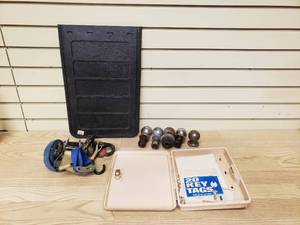 lot 65 image: 5 Hitch Balls, misc ratchet strap parts 20 key hanger  organizer