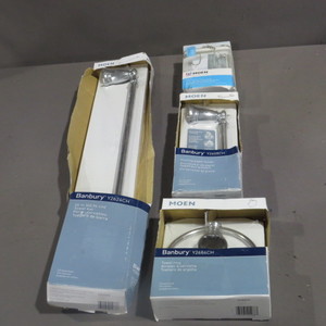 lot 3-1 image: 4 Piece Moen Banbury Chrome Bathroom Accessories
