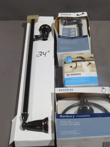 lot 6-13 image: 4 Piece Moen Banbury Bronze Bathroom Accessories