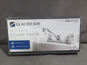 lot 2-49 image: Glacier Bay Constructor Double Handle Standard Kitchen Faucet in Chrome - HD67099-0801