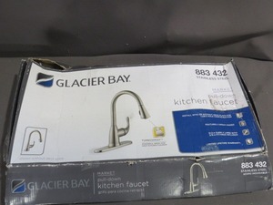 lot 27-57 image: Glacier Bay Market Stainless Pull-Down Kitchen Faucet - HD67551-1208D2