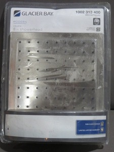 lot 33-99 image: Glacier Bay Modern Brushed Nickel Square Showerhead - HD56081-X404