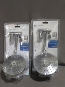lot 52-109 image: 2 Piece Lot of Glacier Bay Chrome Showerhead w Adjustable Arm - 3075-512-WS1