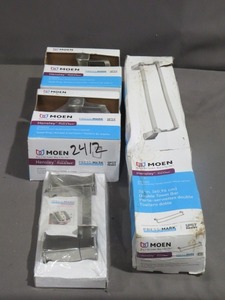 lot 20 image: Moen Hensley Brushed Nickel 4 Piece Bathroom Accessories