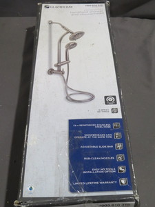 lot 92 image: Glacier Bay Brushed Nickel Wall Bar Combo Hanhel Shower and Showerhead  - 8654252HC