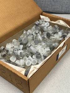 lot 16 image: Assorted Box of Shell Vials With Snap Caps Two Dram - 19x48mm Mercer Glass (SOME MISSING TUBES)