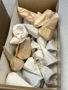 lot 32 image: Box of 35mm Diameter Convoluted Chemical Funnels Mercer Glass