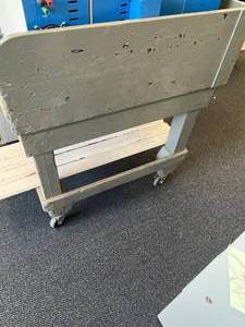 lot 49 image: Wooden Blue Utility Cart With Wheels, Good Condition
