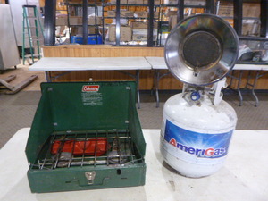 lot 90 image: Coleman Camp Stove, Propane Tank with Sunflower Heater