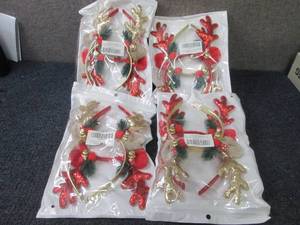 lot 133 image: 4- 2 pks Reindeer Headbands...