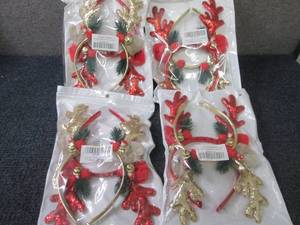 lot 134 image: 4- 2 pks Reindeer Headbands...