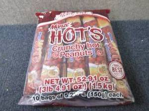 lot 319 image: 10- 5.29 oz Manze Hots Crunchy Hot...