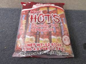 lot 321 image: 10- 5.29 oz Manze Hots Crunchy Hot...