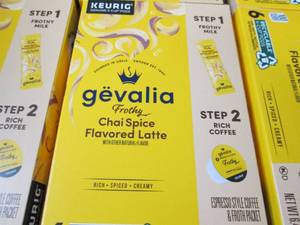 lot 243 image: 6- 6 pks Gevalia Frothy Chai Spice ...