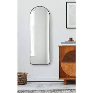 lot 9 image: Kate and Laurel Zayda 15.98 in. W x 47.99 in. H Black Arch Mid-Century Framed Decorative Wall Mirror  Customer Returns See Pictures