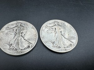 lot 64 image: Two Walking Liberty Half Dollars, 1943 &1945